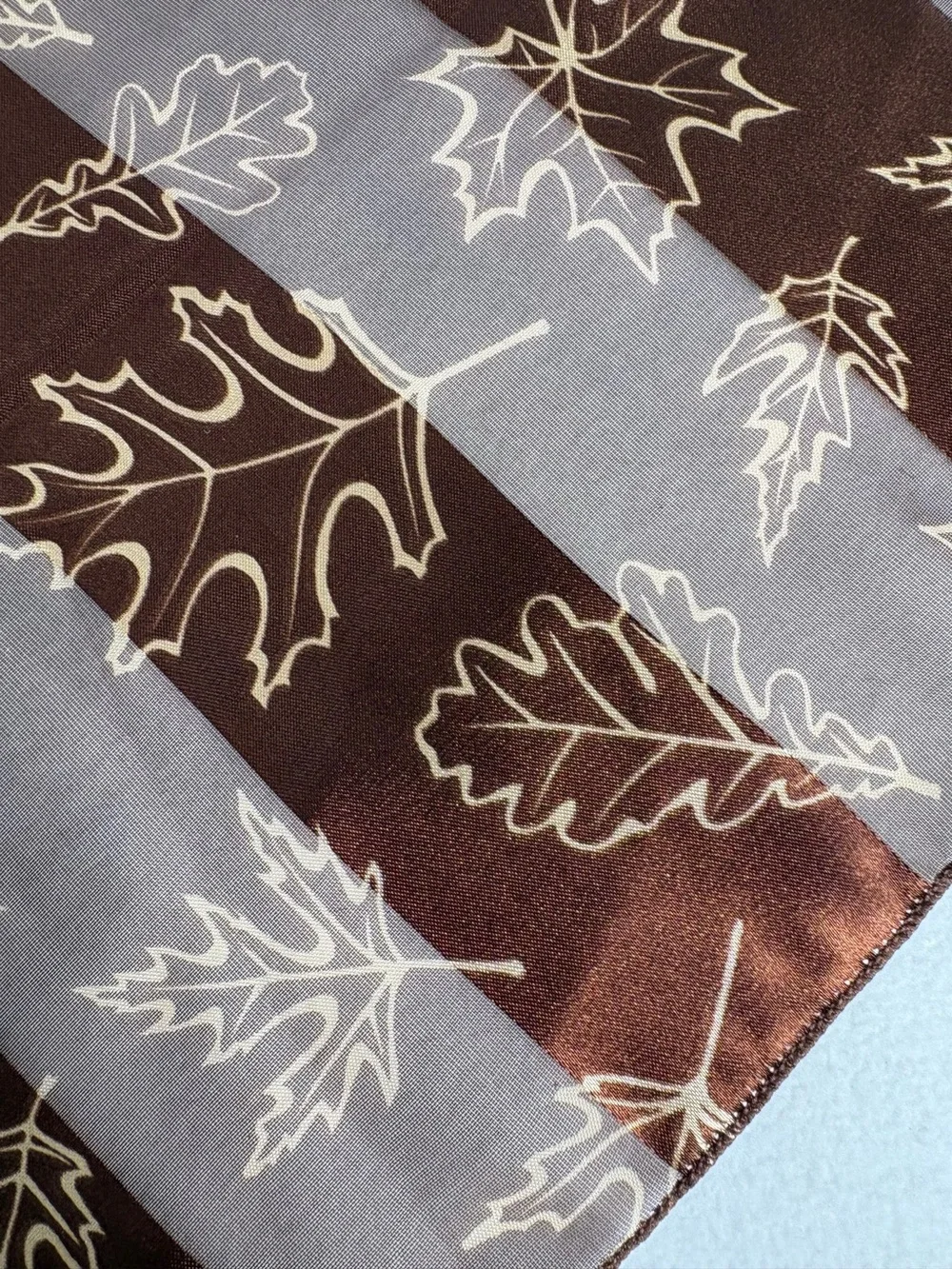 Brown Gold Leaf Print Oblong Scarf